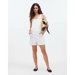Madewell Womens Shortalls Small Denim Oversized Raw Hem Carpenter Bib